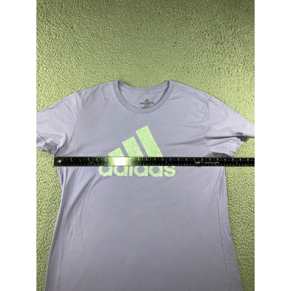 Adidas Amplifier Tee Shirt Womens XL Purple Floral Logo Athletic Sporty Gym Tee - Picture 11 of 12
